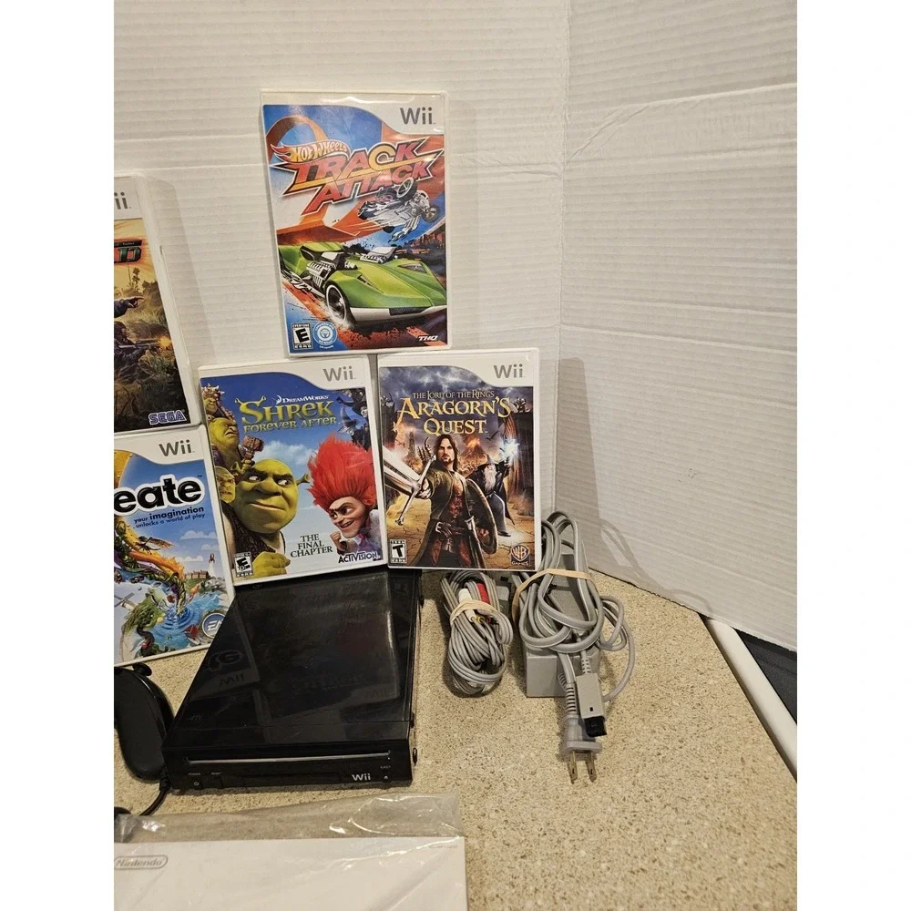Nintendo Wii Black Console With 5 Games And Tons Of Accessories